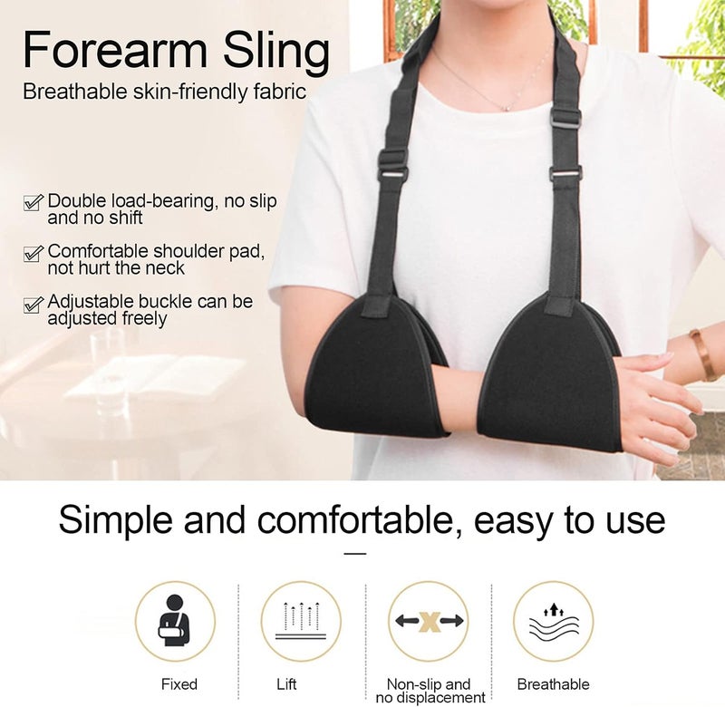 woobles Arm Suuport Sling, Shoulder Abduction Sling Immobilizer Arm Pillow for Injury Support Rotator Cuff Sublexion Surgery Dislocated Broken Arm(black) - Image 2